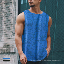 In Stock Men Gym Tank Top Printed Vest Sports Wear Mesh Breathable Quick Dry Muscle Fit Shirts For Fitness